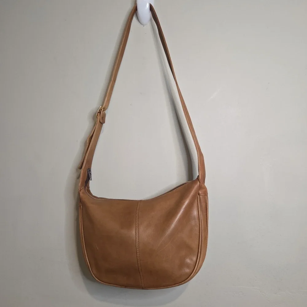 Vintage Tan Leather Hobo Crossbody Bag Medium Brown Shoulder Satchel Morocco